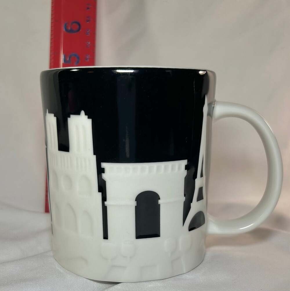 Starbucks Paris 3D Relief Collector Series Mug 16oz B/W Skyline 2011 READ - Picture 2 of 12